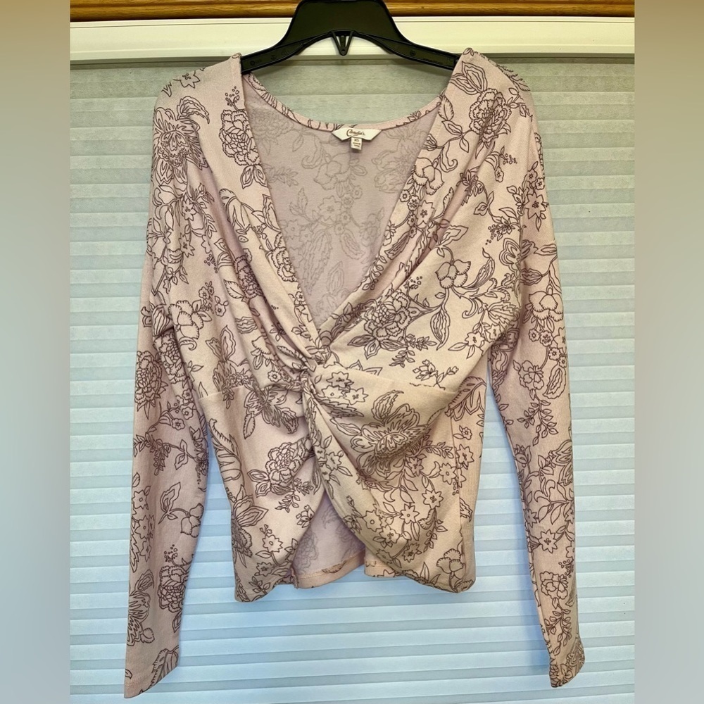 Candie’s Floral Twist Front Reversible Long Sleeve Top Pale Pink Girlhoodcore XS